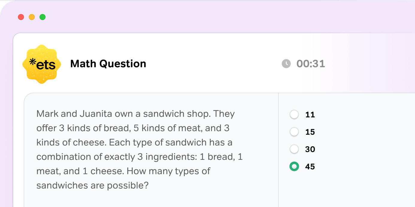 Screenshot of official questions in Magoosh